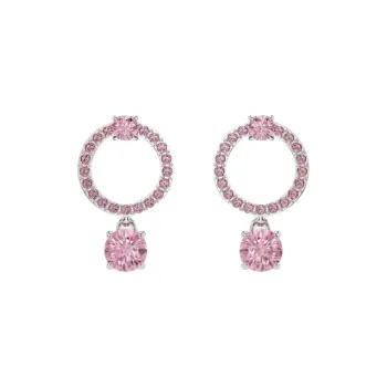Swarovski Rhodium Plated, Crystal Earrings Women's Pink
