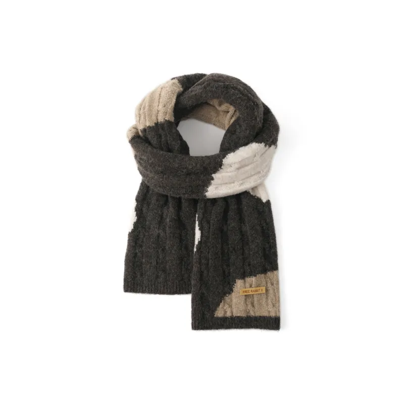 FREE RABBITⅡ Fall And Winter Wool Advanced Thickened Warm Knitted Fabric Scarf Unisex-4