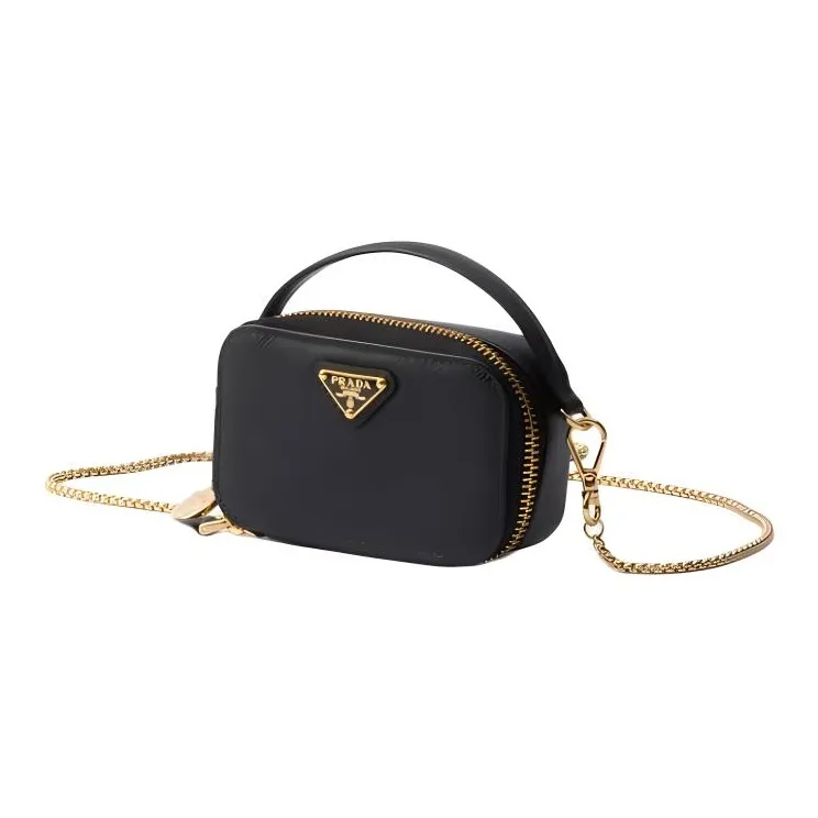 PRADA Saffiano Leather Clutch Mini Women's Black-1