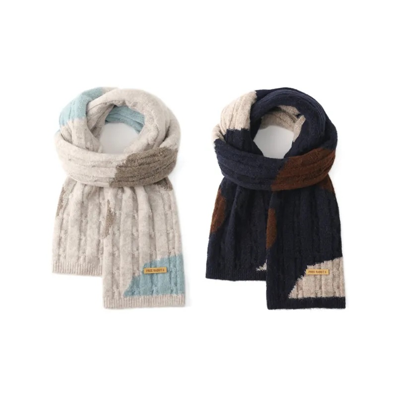 FREE RABBITⅡ Fall And Winter Wool Advanced Thickened Warm Knitted Fabric Scarf Unisex-12