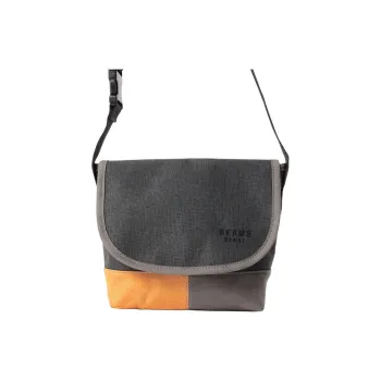 Beams Polyester Shoulder Bag, Crossbody Bag Mini Men's Charcoal Gray/Black