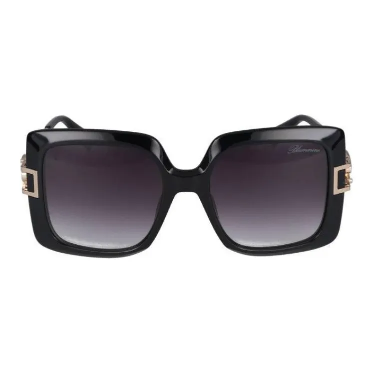 Blumarine Acetate Metal Oval Sunglasses Women's Black-2