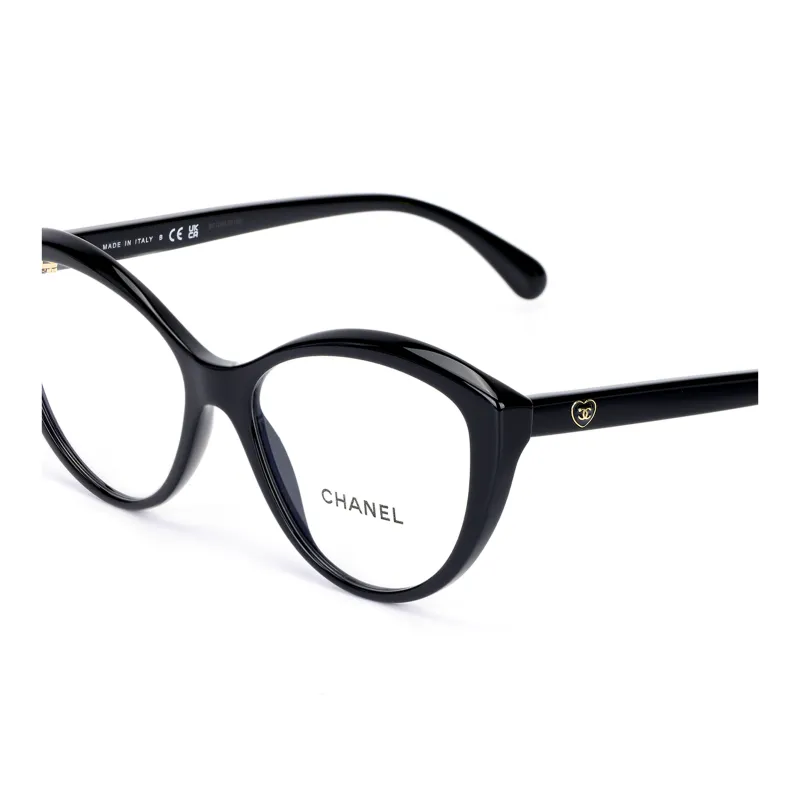 CHANEL Acetate Cat Eye Eyeglass Frames Women's Black-4
