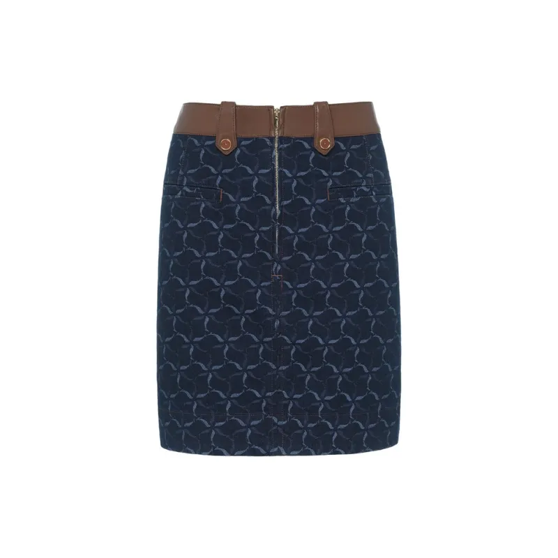 LI NING 1990 Denim Short Skirts Women's Dark Marine Blue-1