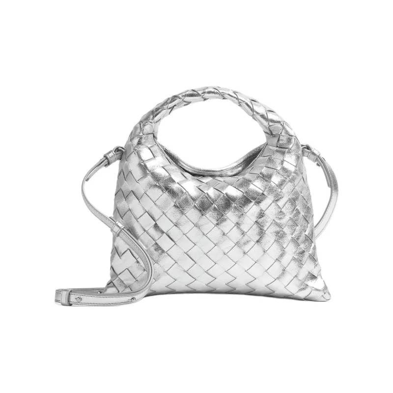 Bottega Veneta Sheepskin Shoulder Bag Crossbody Bag Handbag Mini Women's Silver-1