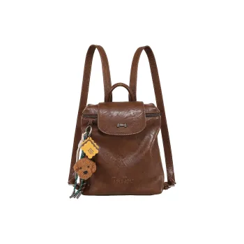 TOUTOU PU Backpack Medium Size Women's Chocolate Brown