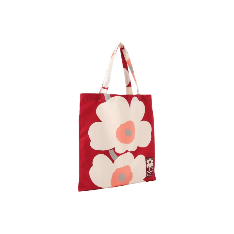 Marimekko Unikko 60th Cotton Tote Bag Shopping Bag Handbag Women's Red-1