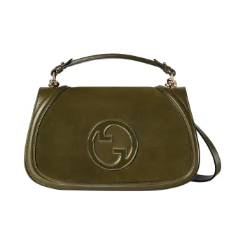 GUCCI Blondie Vachetta Leather Trim Shoulder Bag Crossbody Bag Handbag Medium Size Women's Dark Green