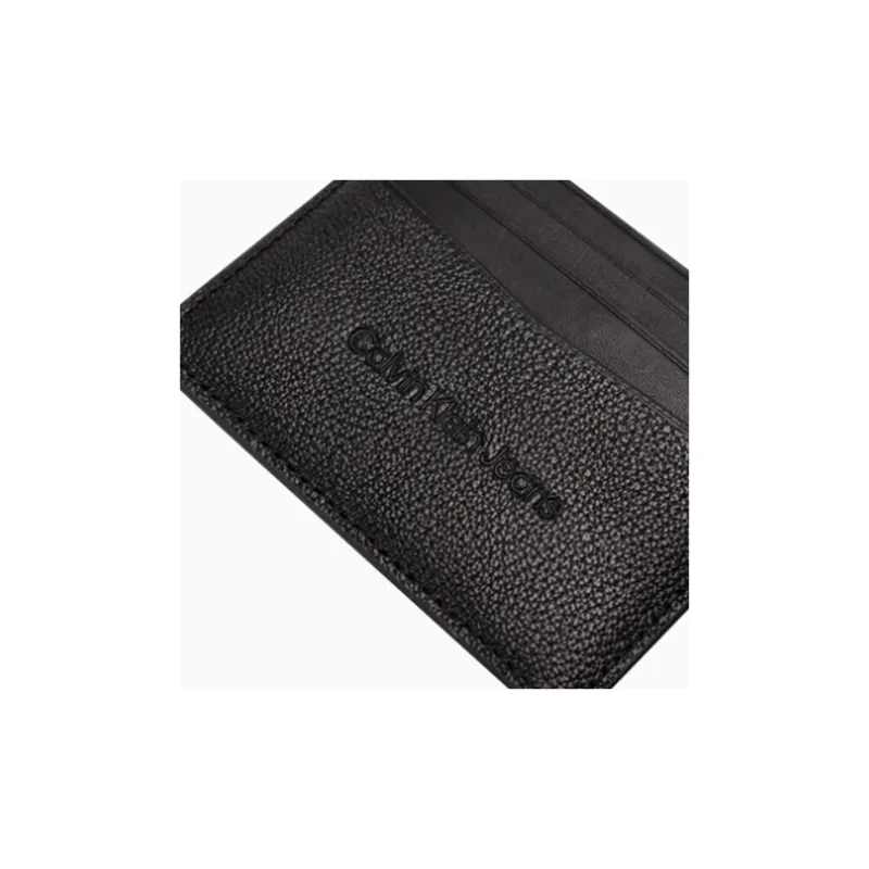 CALVIN KLEIN Cowhide Leather Ticket Holder Card Case Men's Space Black-4
