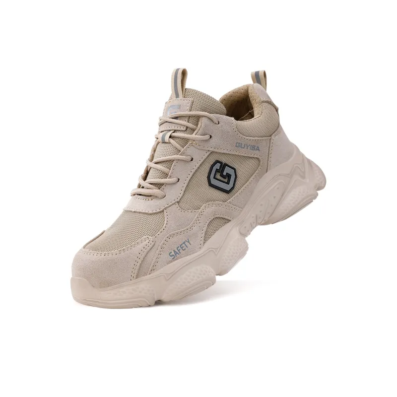 Blue Gull Shield Support Wear Resistant High Top Outdoor Shoes Unisex Khaki-2