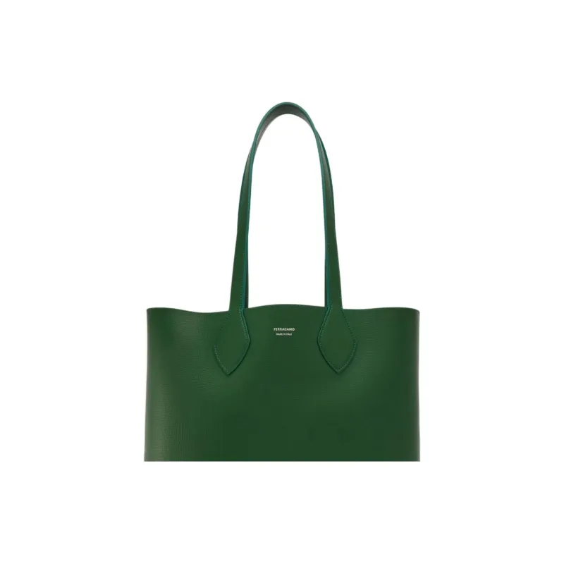 FERRAGAMO Calfskin Tote Bag, Shopping Bag, Handbag Men's Forest Green & Black-5