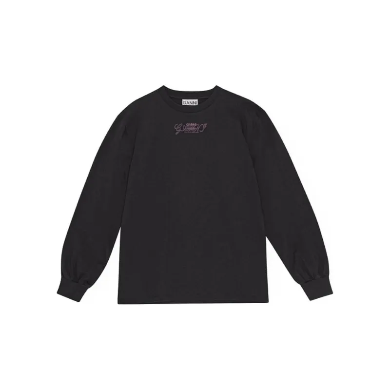 GANNI Logo Printed Crewneck T Shirt-1