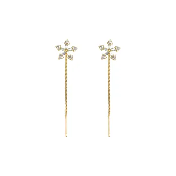 ERXI 925 Silver Needles Drop Earrings Women's