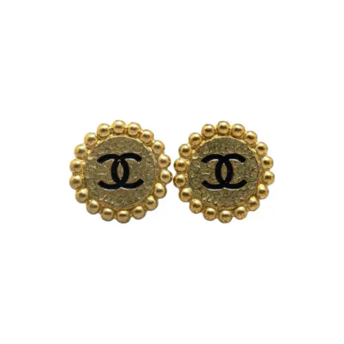 CHANEL 1995 Plated Cc Clip On Costume Earrings