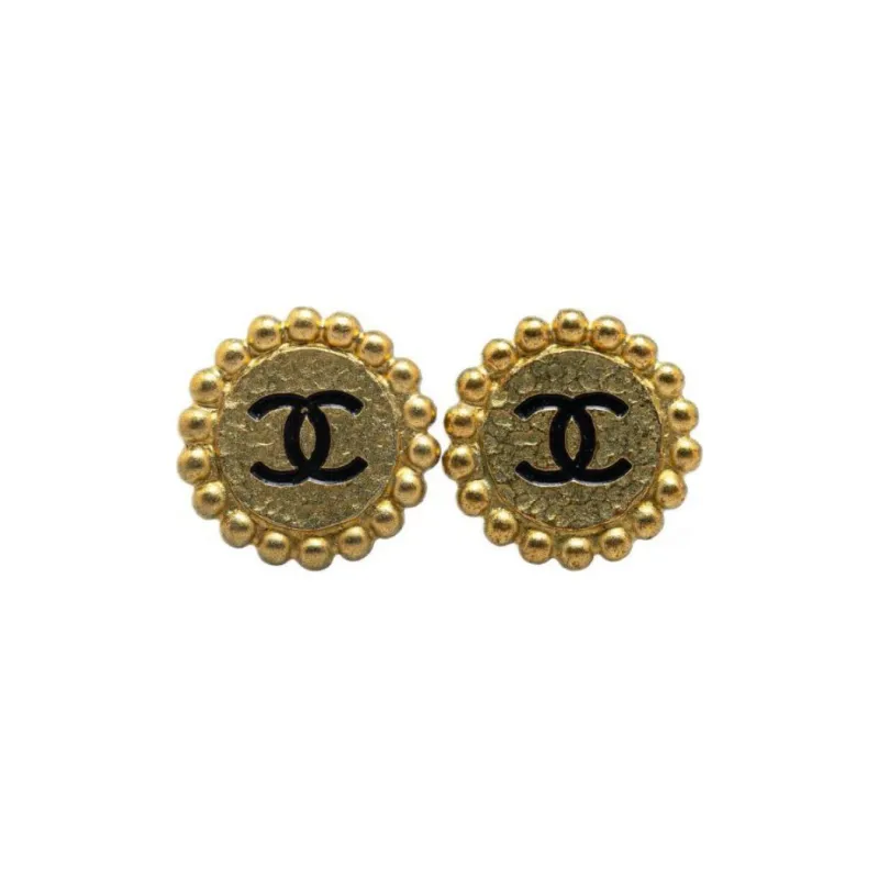 CHANEL 1995 Cc Button Clip on Earrings-0