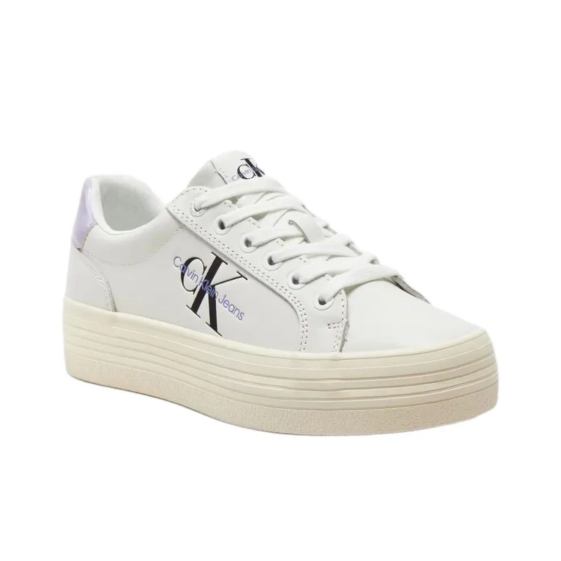 CKJ CALVIN KLEIN JEANS Low Top Skateboard Shoes Women's White Purple-2