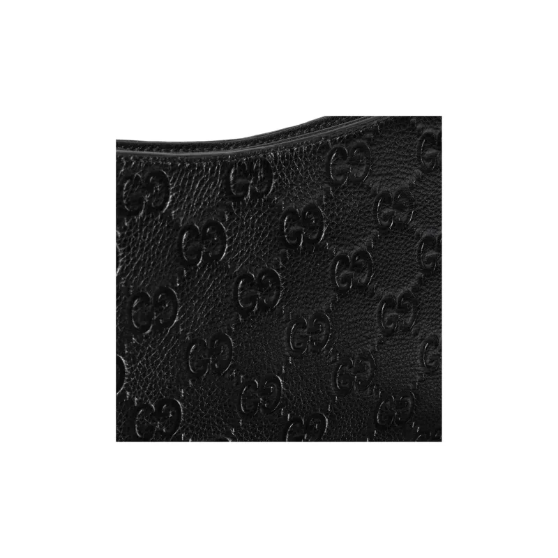 GUCCI GG Emblem Grain Leather Handbag, Shoulder Bag Small Size Women's Black-7