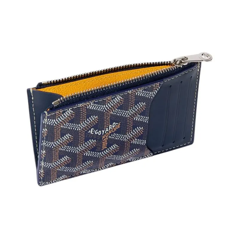 GOYARD Canvas With Calfskin Card Holder Unisex Marine Blue-1