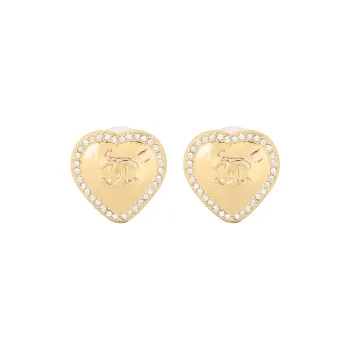 CHANEL Pre Owned 2000s Heart motif Cc Earrings