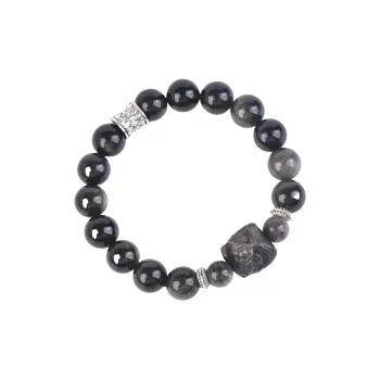 Stone On The Line Obsidian Bracelets Unisex
