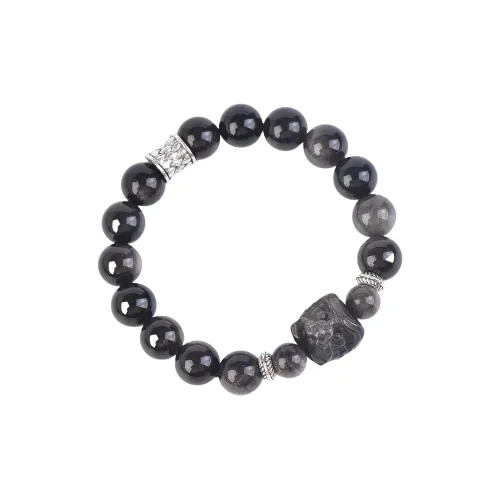 Stone On The Line Obsidian Bracelets Unisex