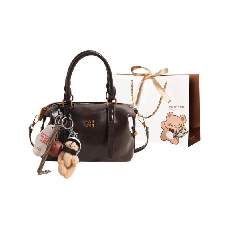 ERANGBEAR PU Boston Bag Handbag Shoulder Bag Crossbody Bag Women's Brown/Black/Coffee-5