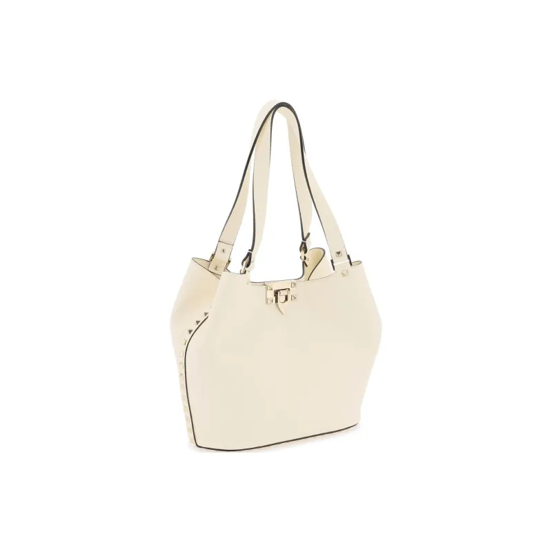 Valentino Calfskin Tote Bag Shopping Bag Handbag Small Size Women's White-1