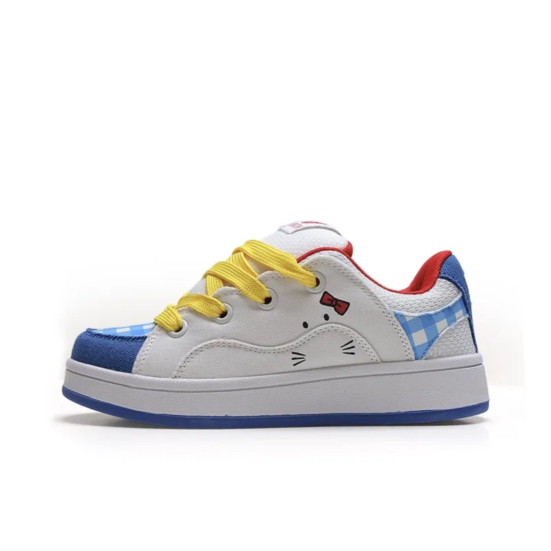 Durable Lightweight And Breathable Low-Top Stylish Skateboarding Shoes Women's Blue White Orchid Cat Element-0