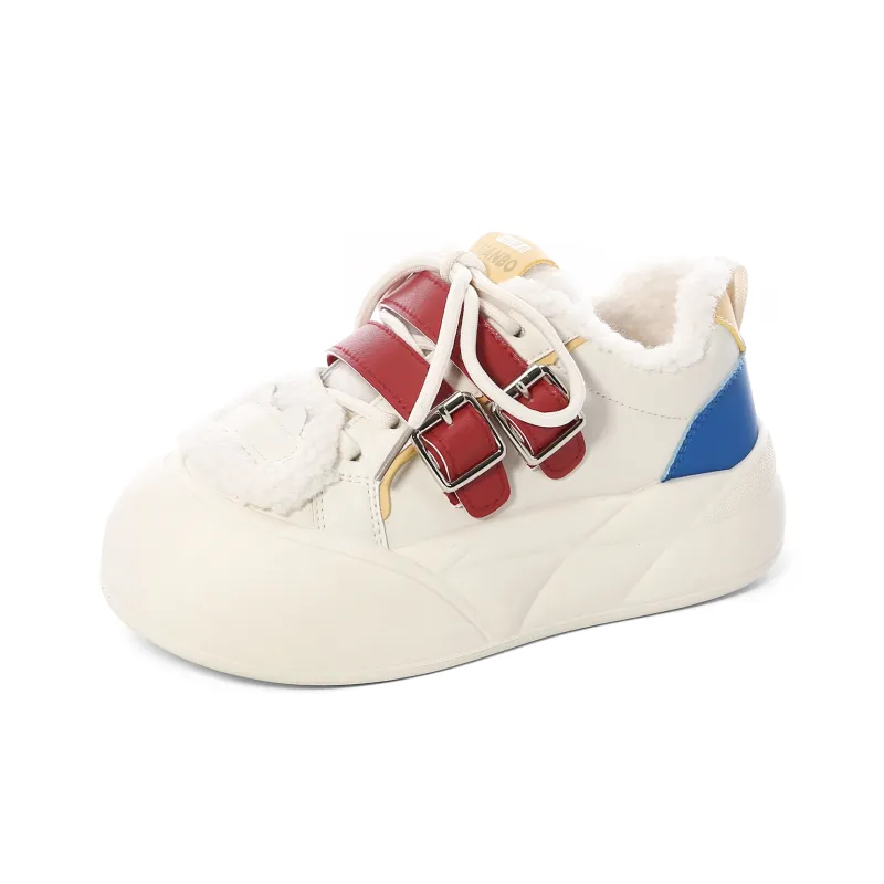 Lovely You Warm Lightweight And Wear-Resistant Low-Top Skateboard Shoes Women's White Red Blue-0