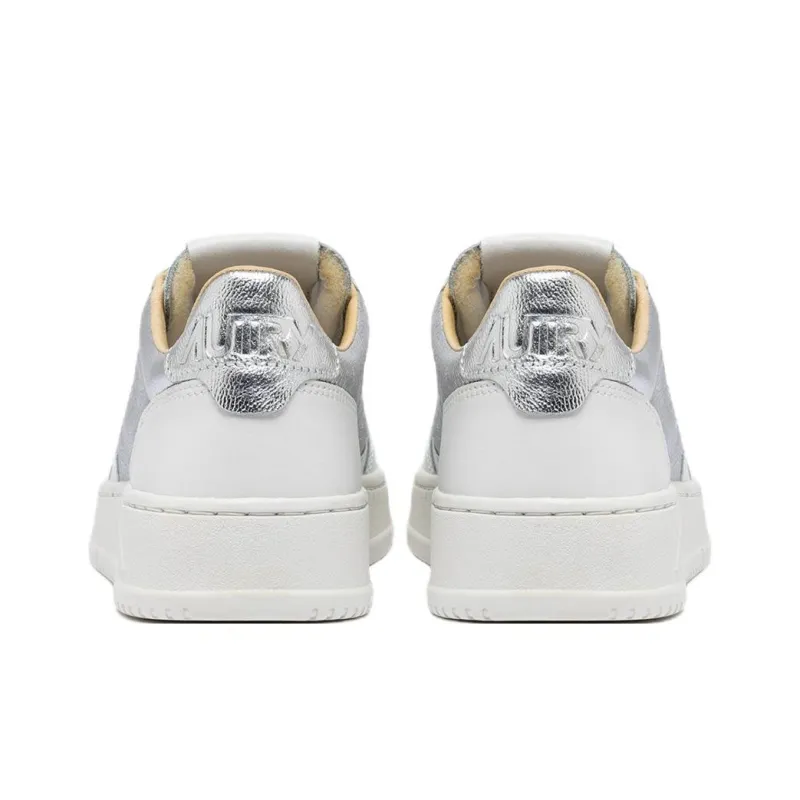 AUTRY Medalist Abrasion Resistant Low Top Skateboard Shoes Women's White Silver-4