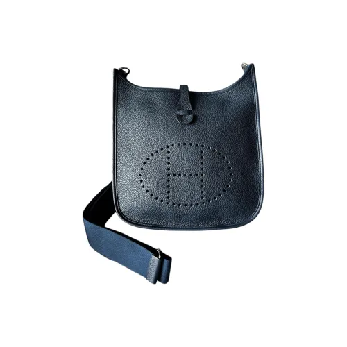 HERMES Evelyne Clemence Bullock Leather Crossbody Bag Shoulder Bag Women's 7P Bleu De Prusse Prussian Blue