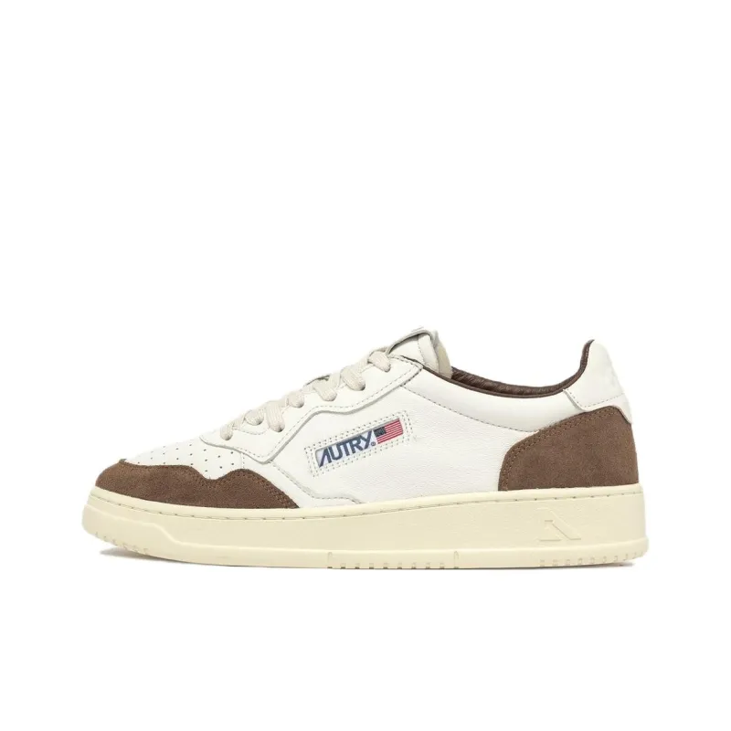 AUTRY Medalist Anti Slip Wear Resistant Low Top Skateboard Shoes Men's White Brown-0