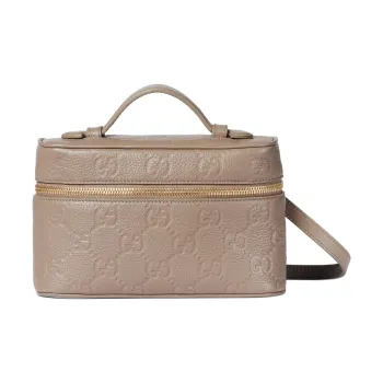 GUCCI GG Emblem Leather Shoulder Bag, Crossbody Bag, Handbag Extra Mini Women's Taupe