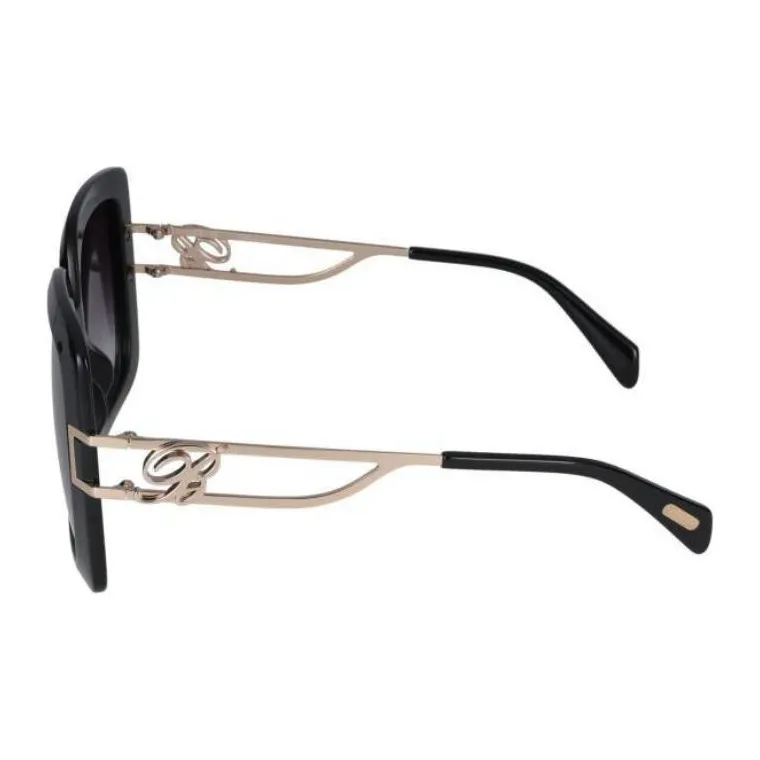 Blumarine Acetate Metal Oval Sunglasses Women's Black-3