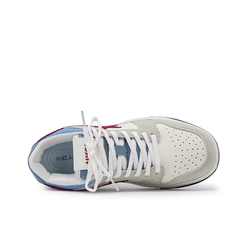 Little Red Man Low-Top Skateboard Shoes Unisex Gray Red-3