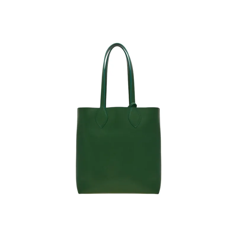 FERRAGAMO Calfskin Tote Bag, Shopping Bag, Handbag Men's Forest Green & Black-3