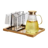 Hammered Texture Short X6+Hammered Texture Teapot+Stand+Tea Tray