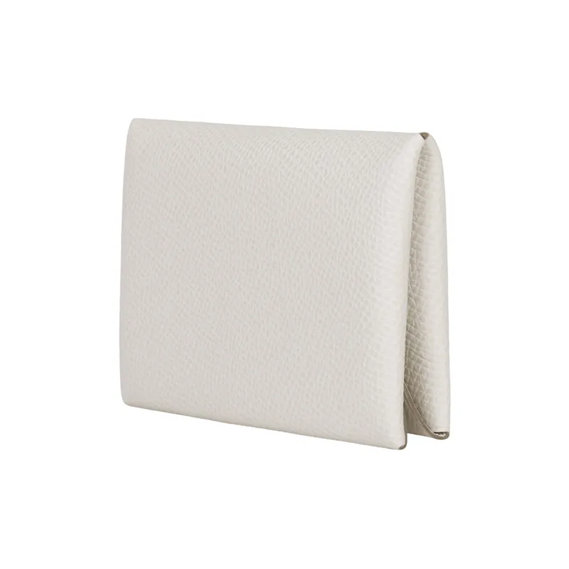 HERMES Calvi Epsom Calfskin Card Holder Women's Light Gray-2