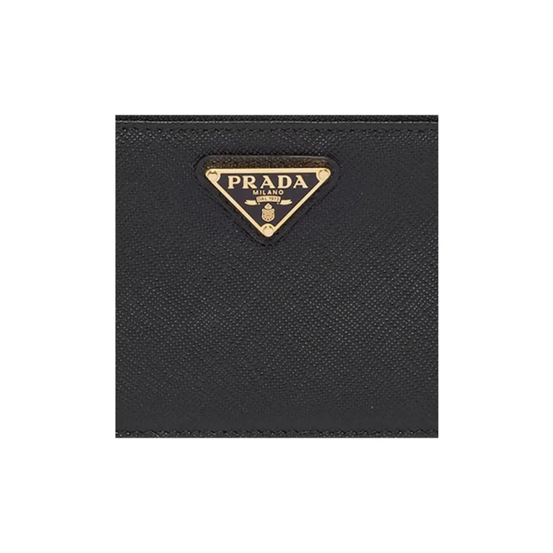 PRADA Leather Card Holder Women's Black-4