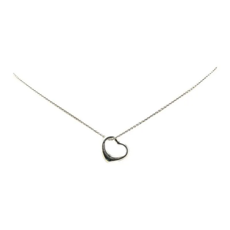 TIFFANY & CO. 20th Century Elsa Peretti Sterling Silver Open Heart Pendant Necklace-1