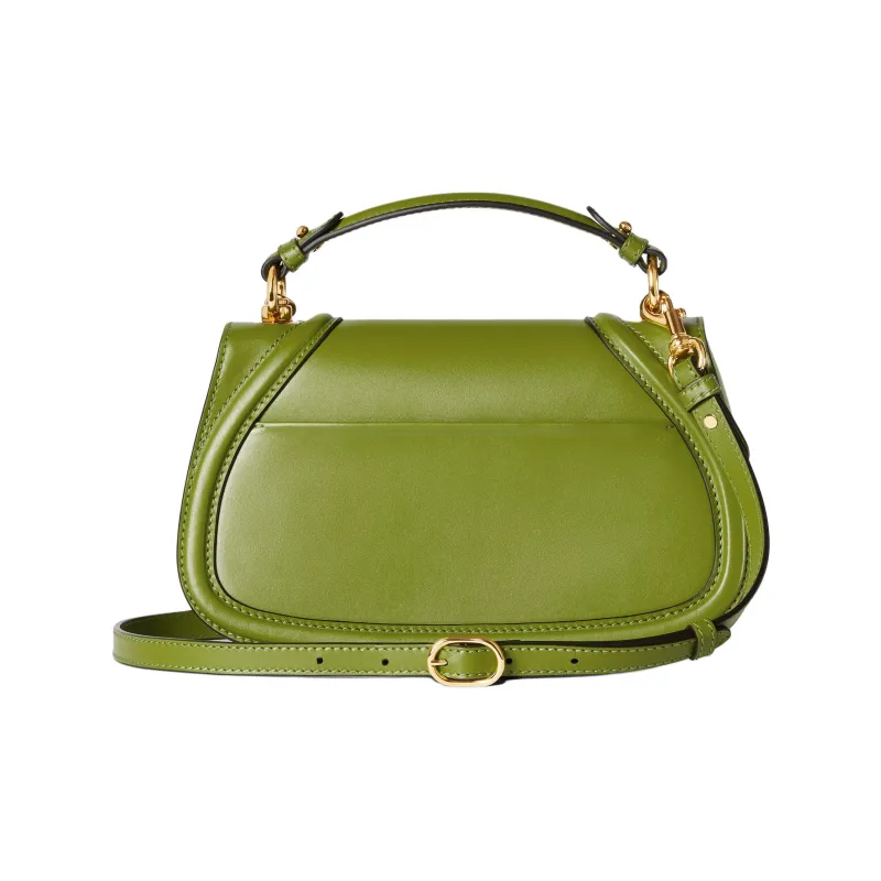 GUCCI Blondie Leather Shoulder Bag Crossbody Bag Handbag Small Size Women's Green-3