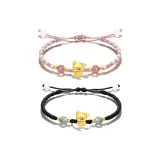 Scarf Puppy Silver Bracelet[Pink White+Black 1 Pair]