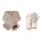 Khaki Scarf+Pink Glove
