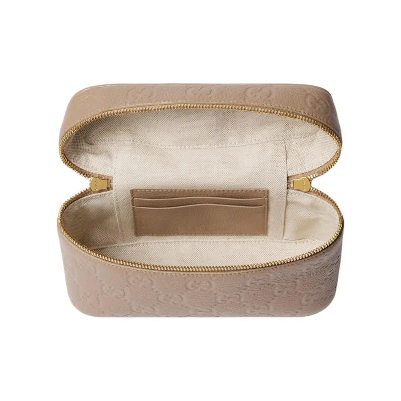 GUCCI GG Emblem Leather Shoulder Bag, Crossbody Bag, Handbag Extra Mini Women's Taupe-4