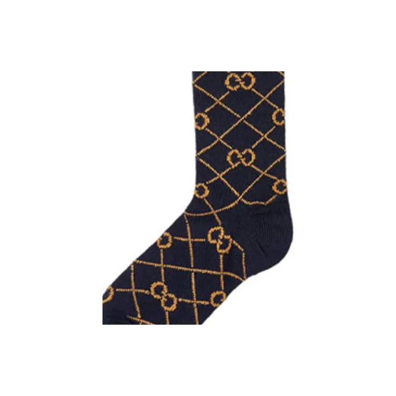 GUCCI Men's FW21 GG Logo Knitting Socks 1 Pack Black-4