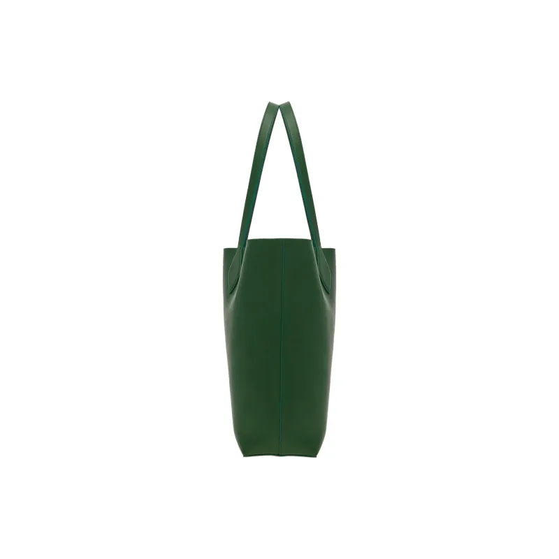 FERRAGAMO Calfskin Tote Bag, Shopping Bag, Handbag Men's Forest Green & Black-2