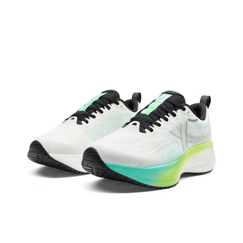 XTEP Chasing Clouds 2nd Generation Cushioning Rebound Low Top Training Running Shoes Men's White Green Yellow-2