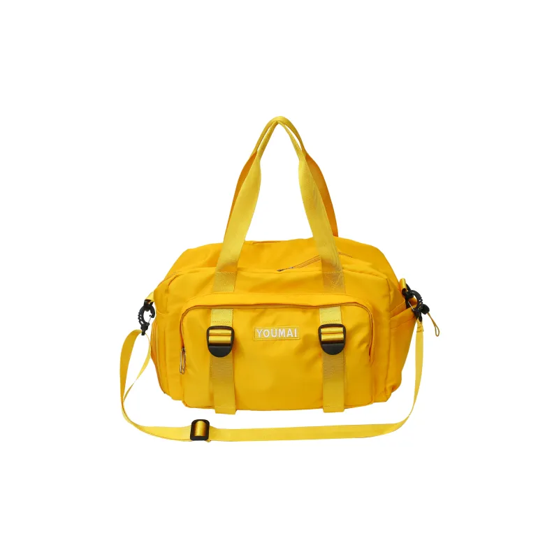 Travel Nylon Gym Bag Medium Size Unisex Black/Khaki/Yellow/Pink/Red-4