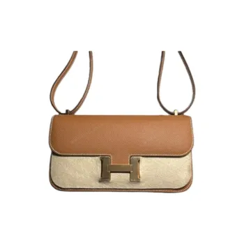 HERMES Constance Epsom Leather Shoulder Bag Crossbody Bag Women's 37 Gold Gold Brown