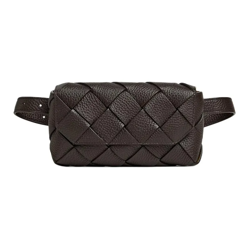 Bottega Veneta Calfskin Fanny Pack Men's Dark Brown-0